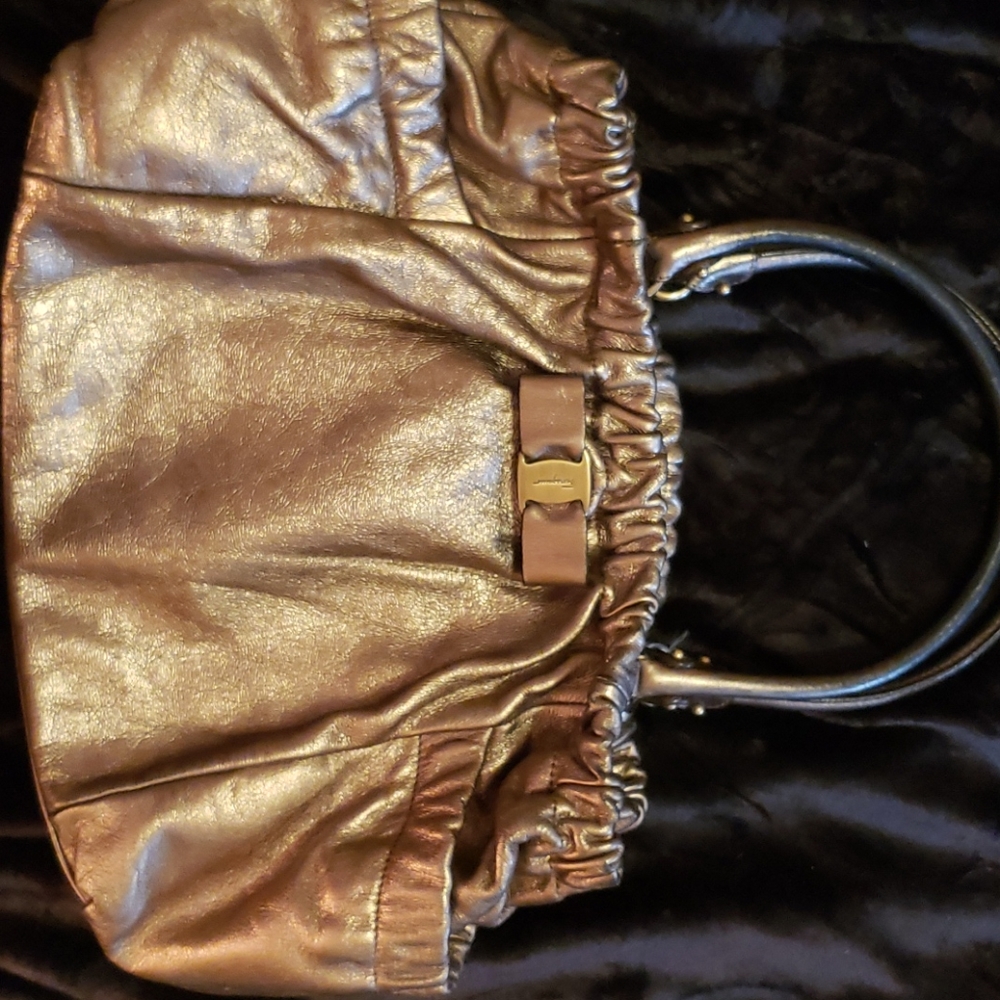 Salvatore Ferragamo Bronze/Gold Mettalic Handbag